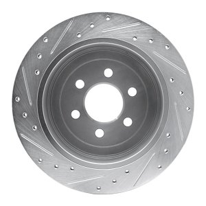 Dodge Dakota Brake Rotor (1) - Rear Right - R1 Concepts - Drilled & Slotted - Silver - `03-`04